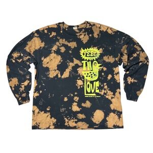 Urban Outfitters Feel The Love Bleach Dye Long Sleeve Graphic T-Shirt Mens L
